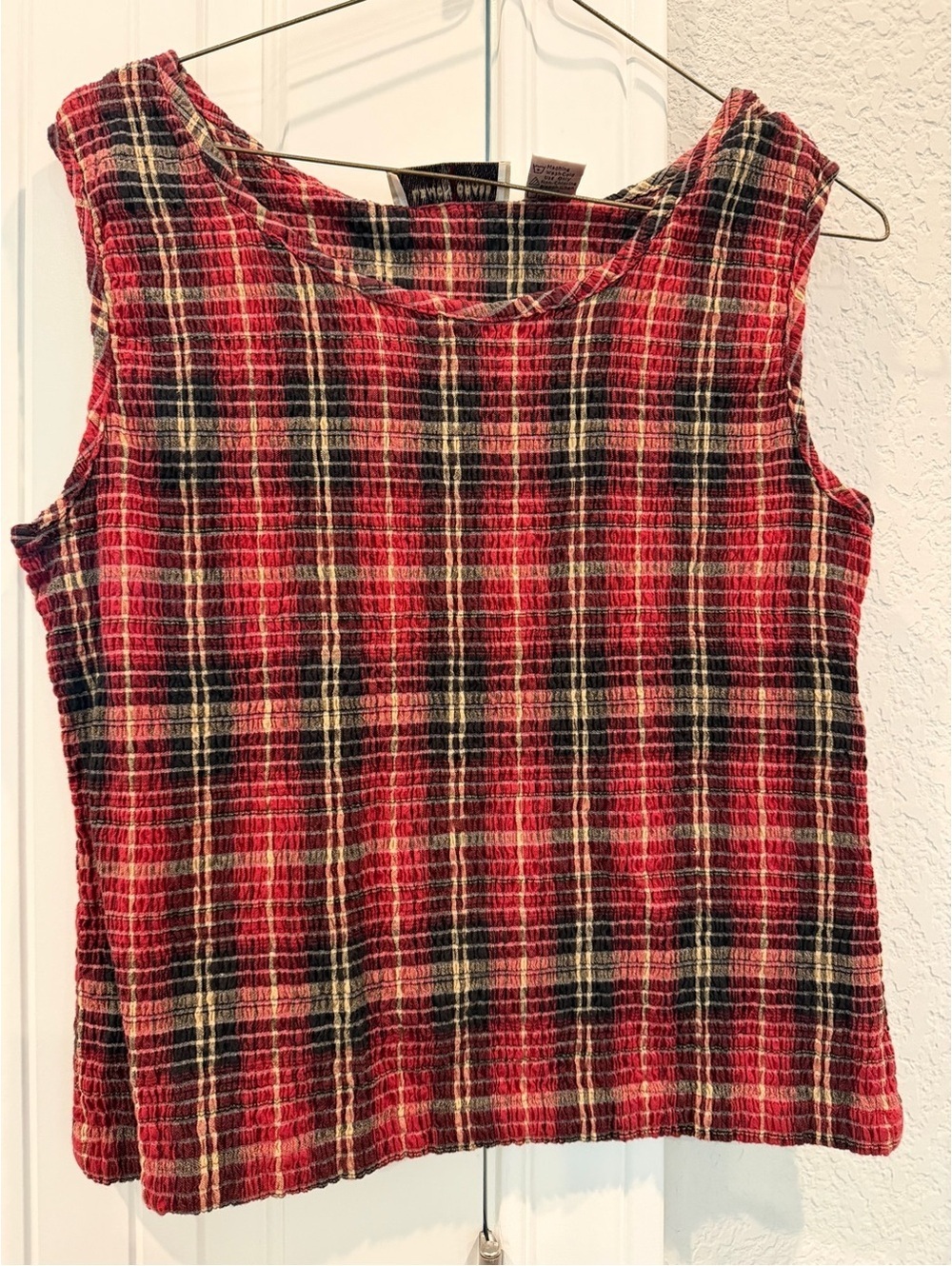 Lemon Grass Women's Red Plaid Button-Up Shirt and Tank Top Set